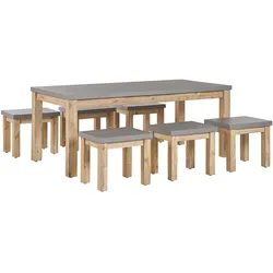 GARTENMÖBEL-SET 6-Sitzer Beton/Akazienholz grau Ostuni