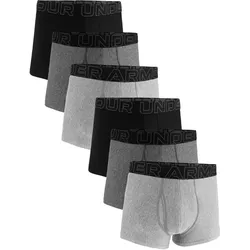 UNDER ARMOUR Herren Boxershorts, 6er Pack - Performance Tech Trunks  Solid 3 in, Stretch, einfarbig Grau/Schwarz / M