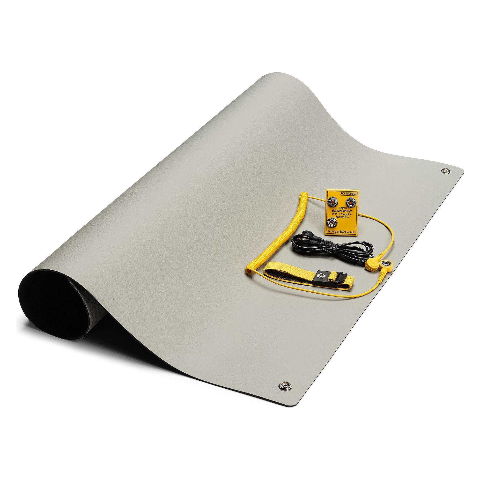 Safeguard ESD-Tischmatten Set S Pro Swiss, 600 x 600 mm, Schweizer Erdungsstecker, 5-teilig (SG-TMS-GR-GL-S PRO SWISS-3DK-600X600X2)