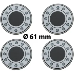 4 x Ø 61 mm Polymere Aufkleber / Schrauben-Optik / Nabenkappen, Felgendeckel