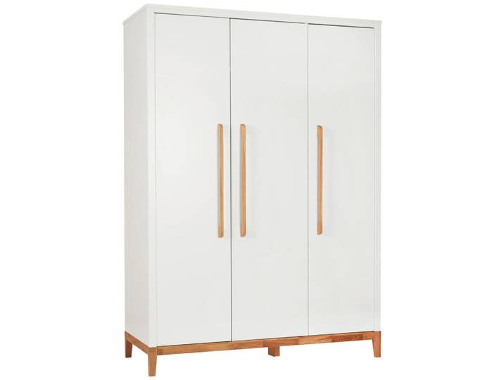 Jimmylee Babykleiderschrank Scandic, Weiß, Eichefarben, Holz, Eiche, massiv, 5 Fächer, 135x190x55 cm, Babymöbel & Kindermöbel, Babyzimmer, Babyzimmer-Serien