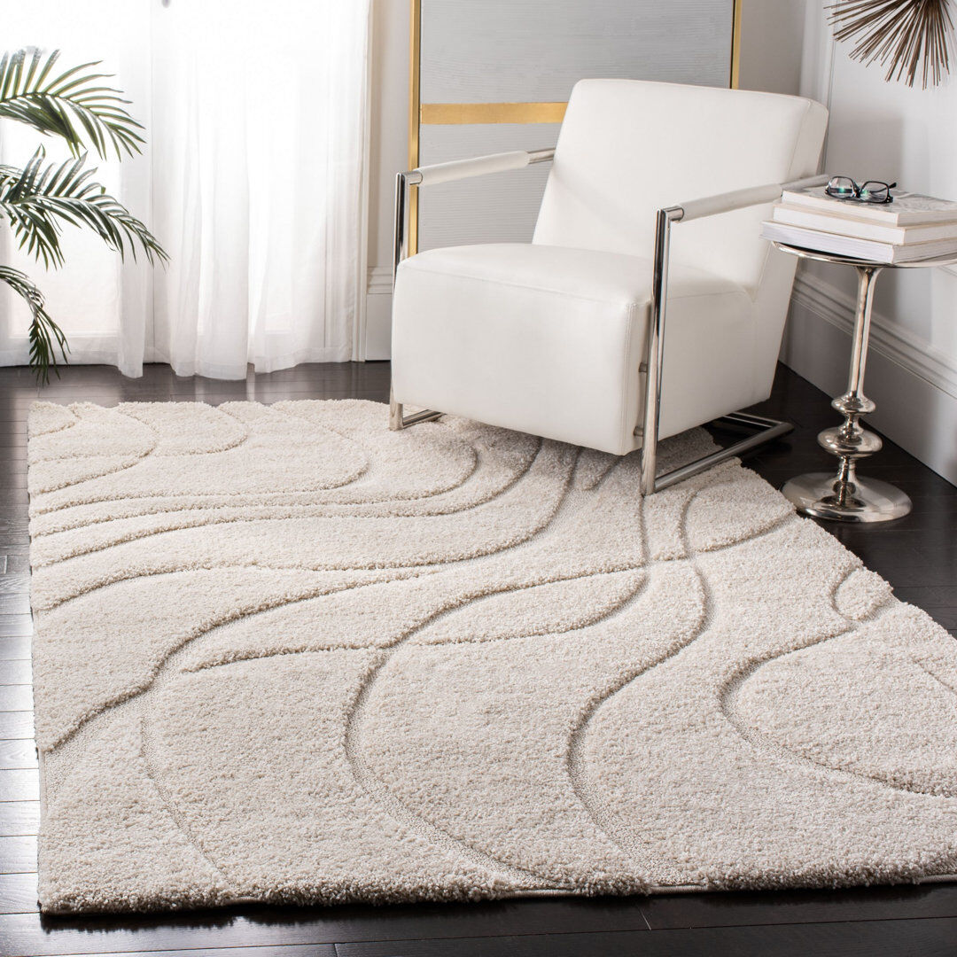 Blue Elephant Florda Shag Area Rug Beige Rectangle 99 x 160 cm