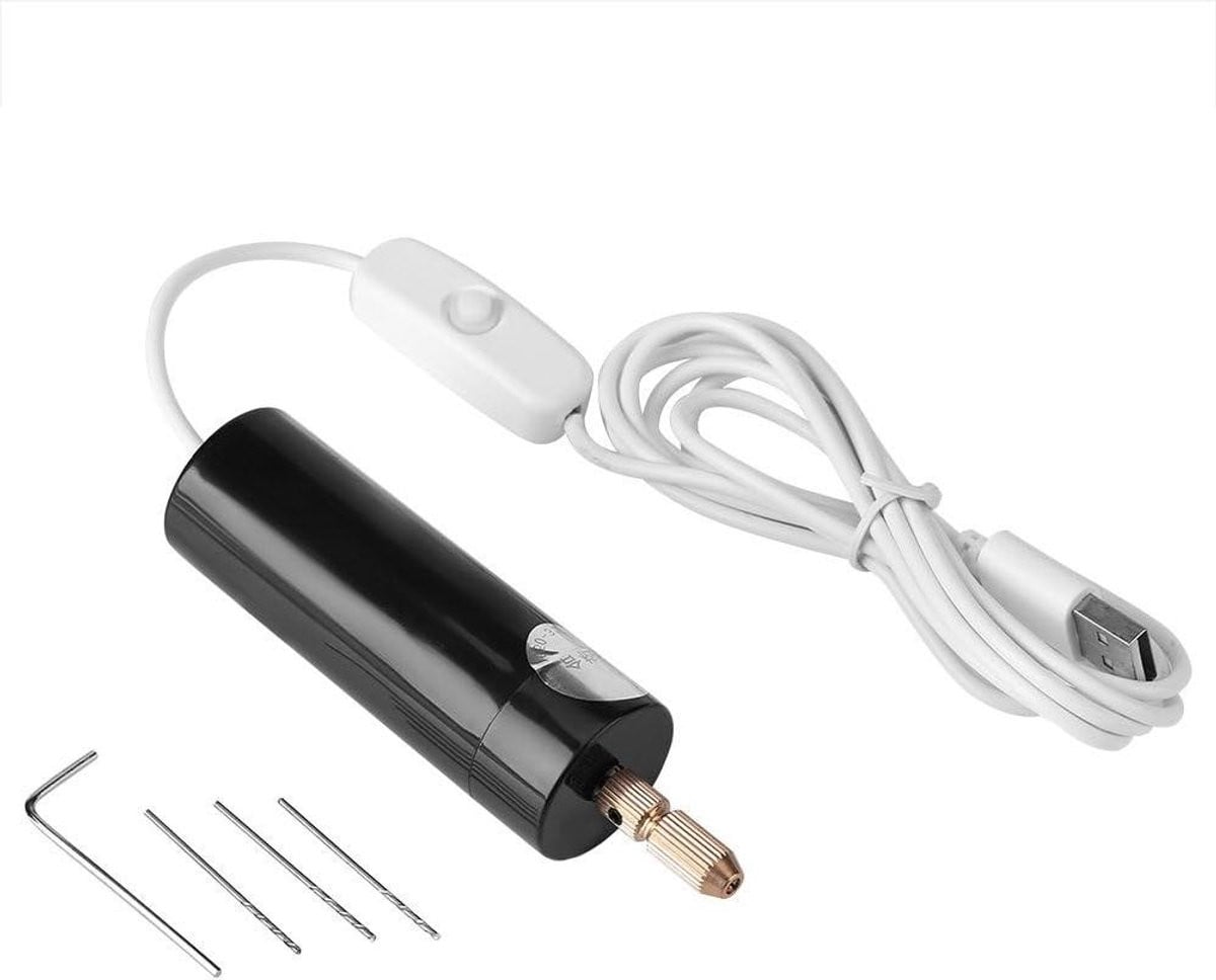 Allecto Plus Elektrische Mini-handboor 5V - Multifunctioneel Draagbaar Boormachine met USB-kabel - Zwart