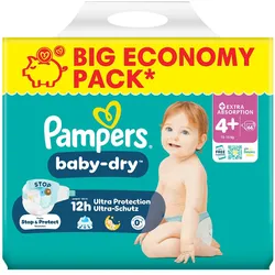 Pampers Baby Dry Gr.4+ Maxi Plus 10-15kg Big Windeln Eco Pack 66 Stück (Gr. 4+, 66 Stk.)