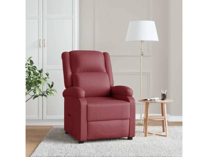 WHOPBXGAD Kunstleder manuelle 3 Positionen Relaxsessel Weinrot Relaxsessel Weinrot Kunstleder, manuell verstellbarer TV-Sessel mit Liegefunktion, 3 Positionen, gepolstert, bis 110 kg