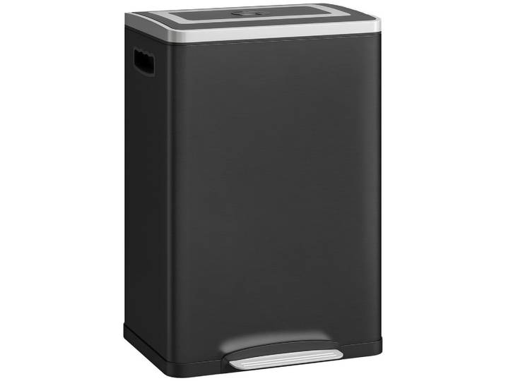 ComfortXL Mülleimer De-17651 2x20L mit Soft-Close & Fußpedal Schwarz, Metall, 34.8x59x40 cm, Haushalt & Reinigung, Reinigung, Mülleimer & Abfallsammler