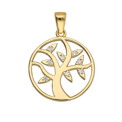 Kettenanhänger ADELIA´S "Damen Anhänger Lebensbaum mit Zirkonia Ø 17,9 mm", bunt, Schmuckanhänger, Damen, Gold, Kettenanhänger, mit Zirkonia für Damen