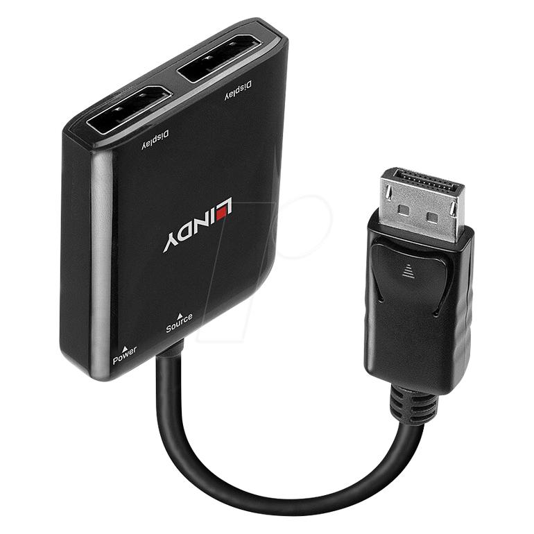 Lindy 2 Port DisplayPort 1.2 MST Hub Zum Anschluss von 2 DisplayPort Displays an einen Computer mit Displa (USB-A, 2 Ports) (38430)