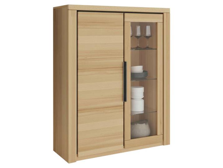 Livetastic Vitrine Brunei, Buchefarben, Kunststoff, Buche, massiv, 6 Fächer, 108.4x141x40 cm, Typenauswahl, Beimöbel erhältlich, Holzmöbel, Holzschränke, Vitrinen Holz, Vitrinenschränke Holz