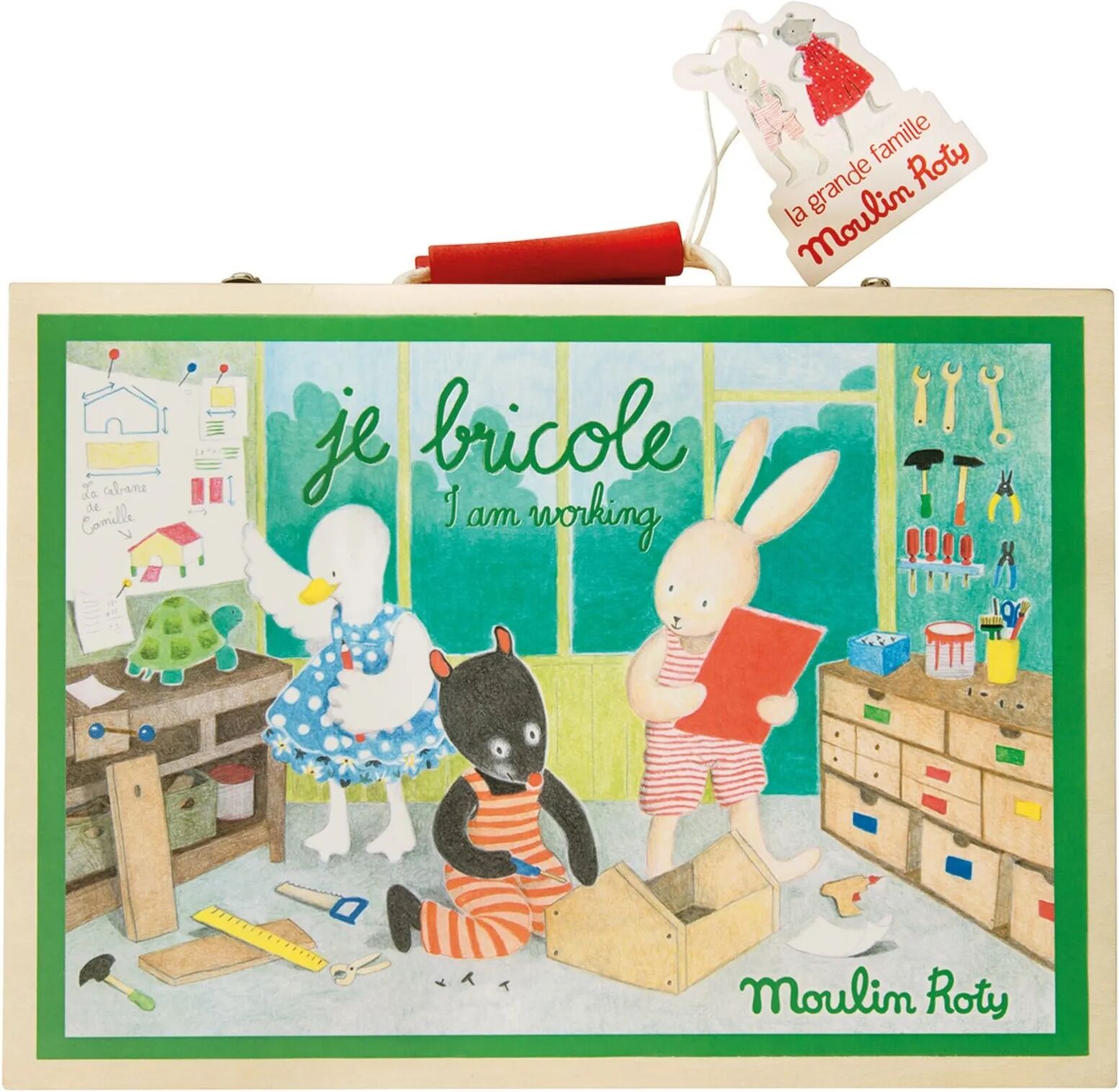 Moulin Roty Valise bricolage La Grande Famille  Vert taille unique