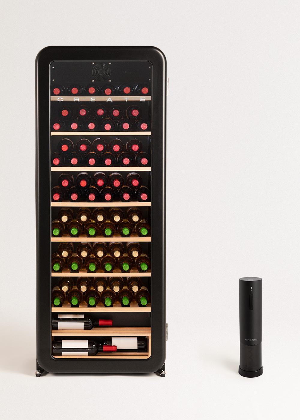 CREATE - WINECOOLER RETRO - Elektrischer Weinkühlschrank im Retro-Stil für 12, 24, 45 oder 76 Flaschen