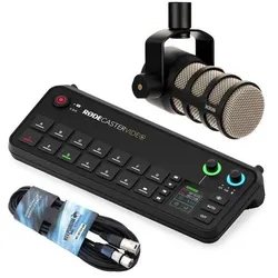 RØDE Rodecaster Video Produktions-Konsole mit Podmic und Kabel, Streaming Deck, Schwarz