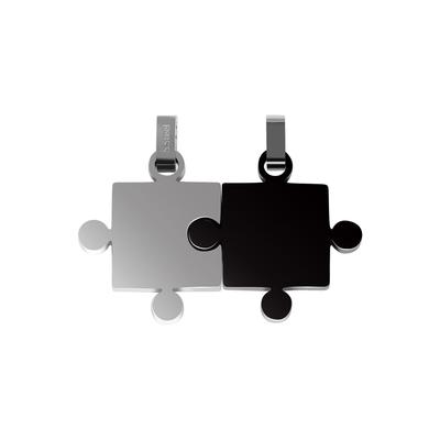 Puzzleanhänger AKZENT "Pino, langlebig", bunt (bicolor), Schmuckanhänger, Damen, Edelstahl