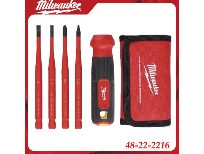 Jeu de tournevis isolés Milwaukee 48-22-2216 certifié VDE pour travaux électriques et sur circuits sous tension
