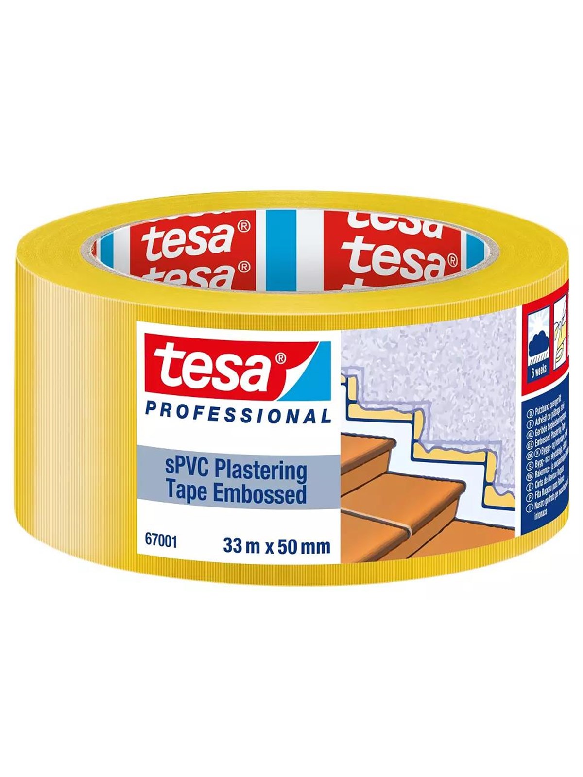 tesa sPVC Plastering Tape Embossed 67001 33 m x 50 mm