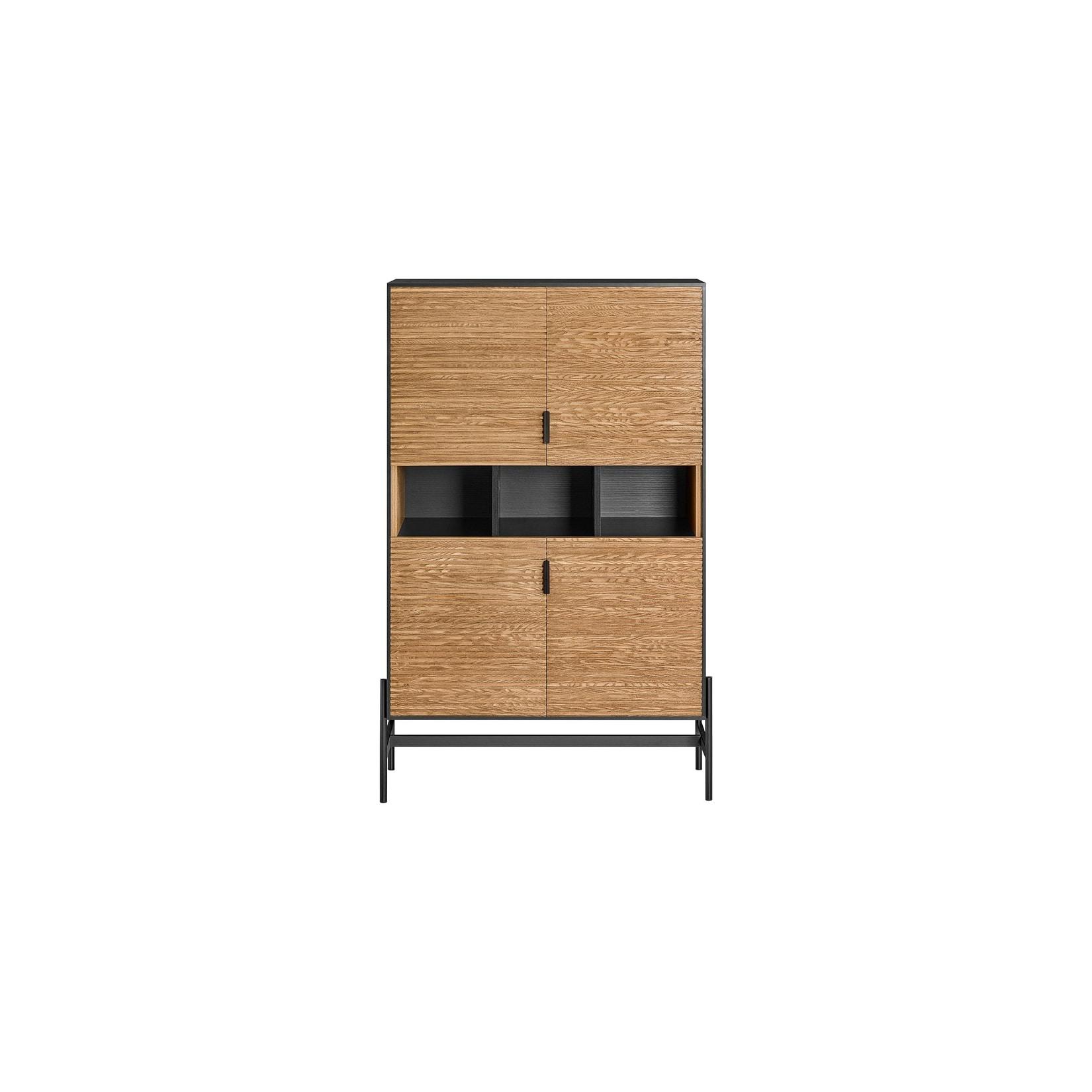 SoBuy Sideboard mit 1 Tür Schwarz 83x40x132cm Vintage