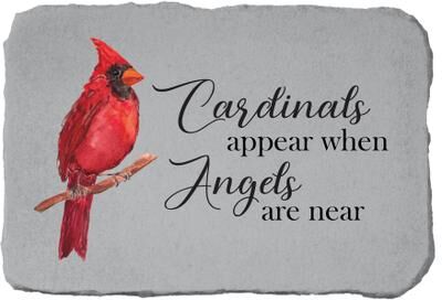 Cardinals Appear Garden Memorial Accent Stone by Kay Berry in Grey