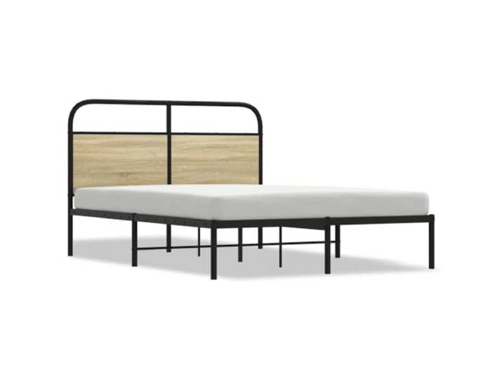 PUGYNBK Bettgestell 135 x 190 cm, Stahl, ohne Matratze Lattenrost, Kopfteil, stabile Beine, klassisches Design für Schlafzimmer