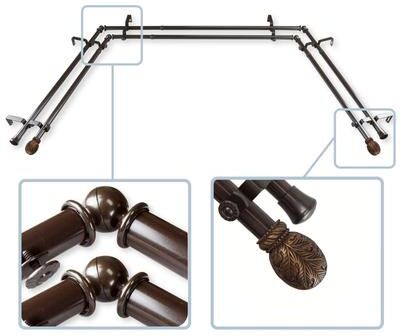 "InStyleDesign Laurel 13/16"" Double Bay Window Curtain Rod"
