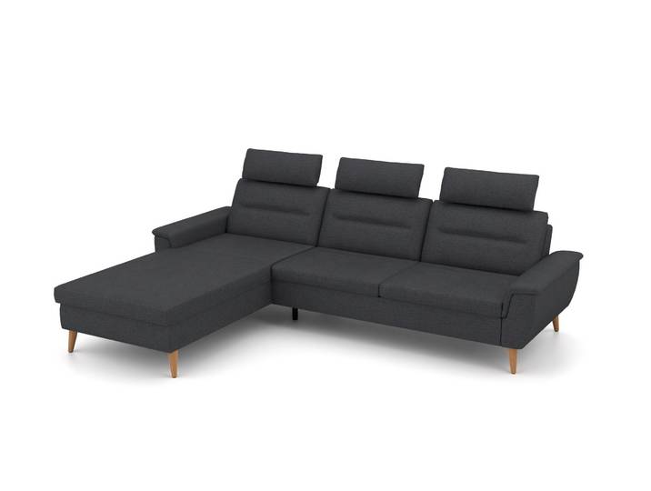 Ecksofa 609 - Grau (Schwarzgrau) - Strukturstoff