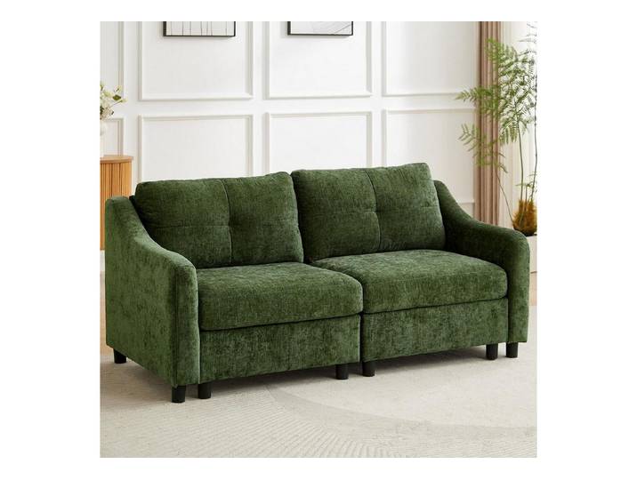 LuxusKollektion Ecksofa Ecksofa Schlafsofa L Form Kordsofa 251cm Dunkelgrün 2
