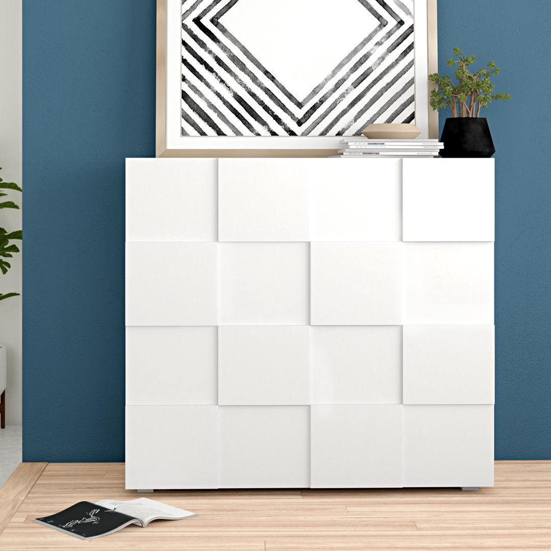 Zipcode Design Bailee 121cm Sideboard Gloss White 111cm H X 121cm W X 42cm D