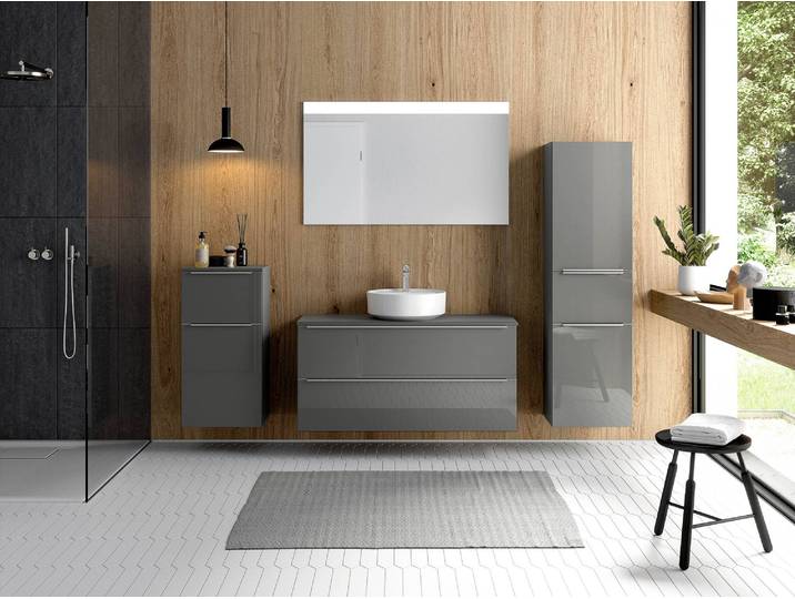 Waschtisch MYBA IX 120cm Grau/Hochglanz Grau