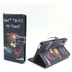 König Design Schutz Hülle für Sony Xperia M4 Aqua Bär Dont Touch Tasche Cover + 1 Panzer Schutz Glas (Sony Xperia M4 Aqua), Smartphone Hülle, Mehrfarbig