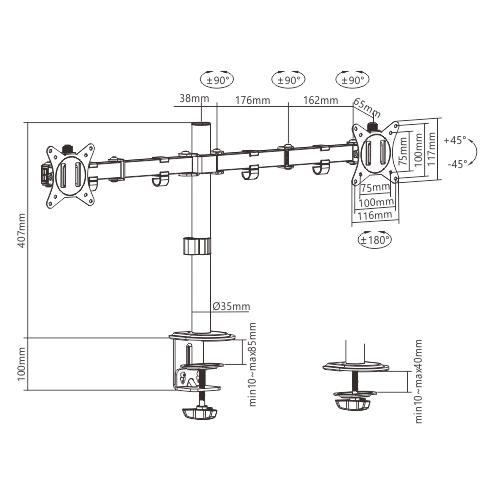 Gembird MA-D2-01 (Tisch, 32", 9 kg) (MA-D2-01)