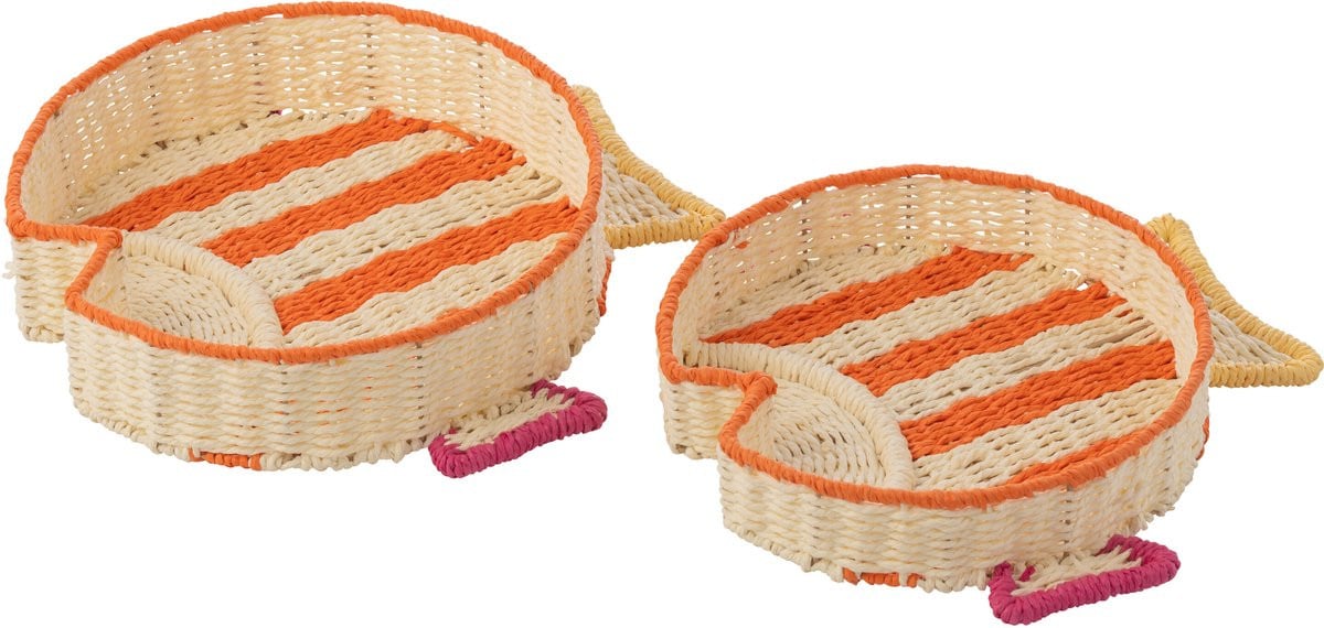 J-Line Plateau Vis Gestreept Papier Mix Set van 2