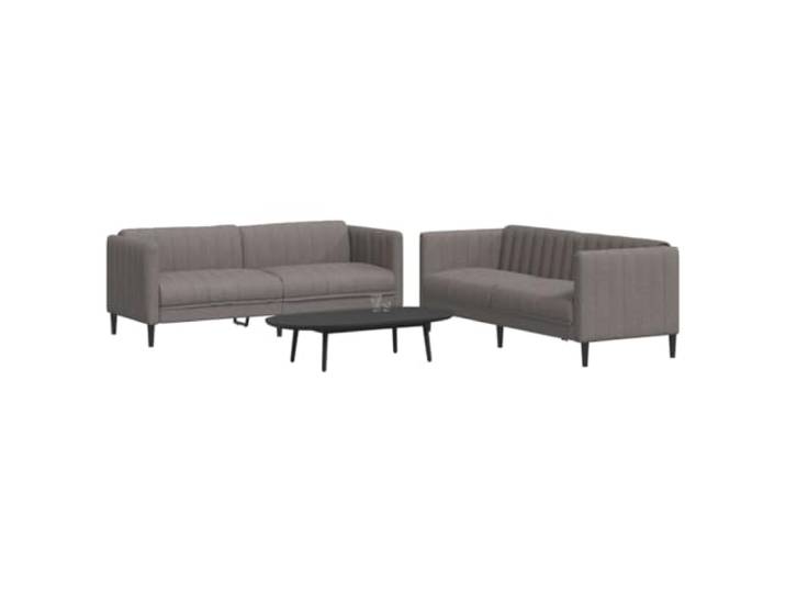 HEFZGDB 2-TLG. Sofagarnitur Taupe Stoff Wohnzimmergarnitur mit strapazierfähigem Bezug, bequemer Sitzfläche und stabilen Stützbeinen für Entspannung und Geselligkeit, modernes Design