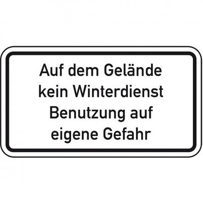 Schild I Hinweisschild Auf dem Gelände kein Winterdienst, Aluminium RA0, reflektierend, 600x330mm, DIN 67520