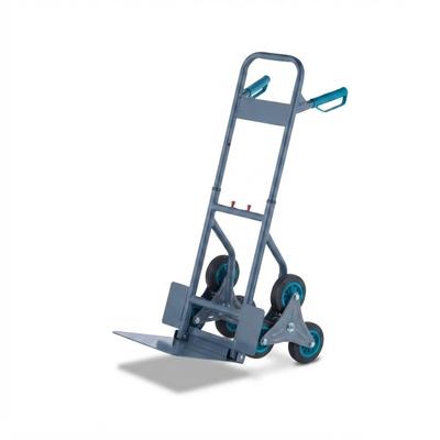 Relaxdays Treppensackkarre, klappbare Treppenkarre, bis 200 kg, Sackkarre Treppensteiger, höhenverstellbar, grau/blau