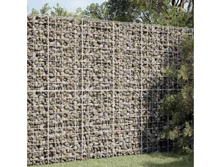 Gabione aus verzinktem Stahl 150 x 100 x 200 cm mit Draht 3,5 mm und Netz Verzinkter Stahl, silberfarben, feuerverzinkte Oberfläche, Netz 10 x 10 cm, Draht 3,5 mm, Haken und Clips, Stauwand