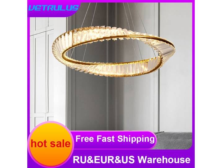 Plafonnier Led suspendu moderne en cristal, Lustre doré, bande Möbius, Lustre de luxe, salon, salle à manger, luminaire de décoration pour la maison