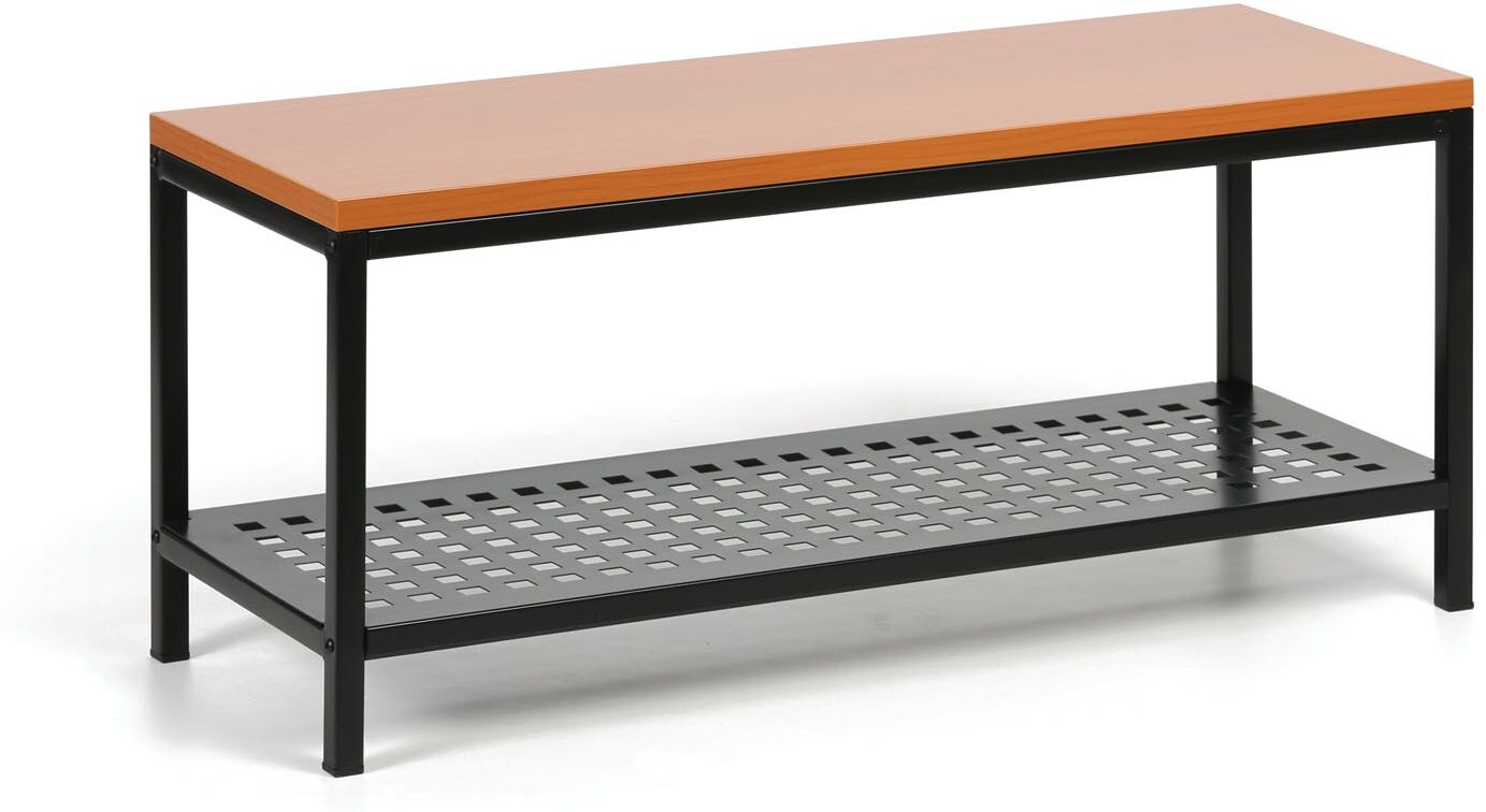 B2B Partner Umkleidebank mit Schuhablage aus Metall, 1000x360x439 mm, Kirschbaum
