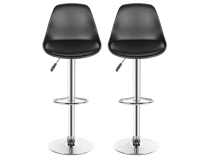 Lot de 2 Tabourets de bar en PU - YIS - Contemporain - Hauteur réglable - Noir