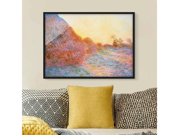 Bild Claude Monet Strohschober V Papier Rahmen: Echtholz, furniert: Kiefer Multicolor 100 x 70cm