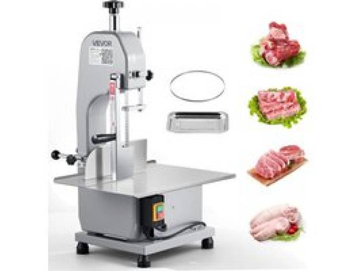 VEVOR Kommerzielle elektrische Fleischbandsäge Knochenschneidemaschine, 650 W Tisch-Knochensäge, 315 x 460 mm Werkbank, Gefrierfleischschneider für Schweinefleisch Rindfleisch Silber
