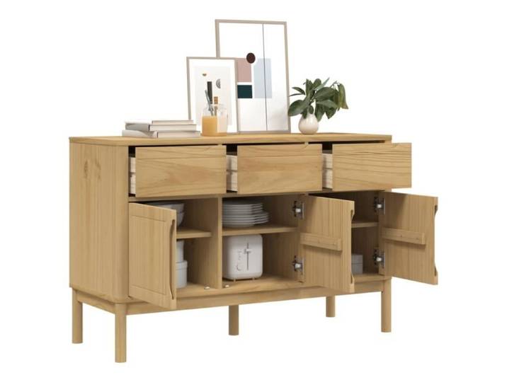 Buffet - MXZZAND - FLORO - Bois massif de pin - Cire marron - 2 portes - 1 tiroir