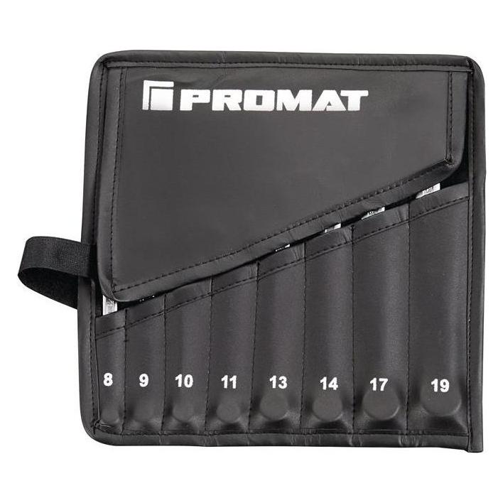 Nordwest Handel AG Ringmaulschlüsselsatz 8tlg.SW 8-19mm Form A CV-Stahl in Rolltasche PROMAT (10 mm, 11 mm, 12 mm, 13 mm, 14 mm, 15 mm, 16 mm, 17 mm, 18 mm, 19 mm, 8 mm, 9 mm) (S4000823723)