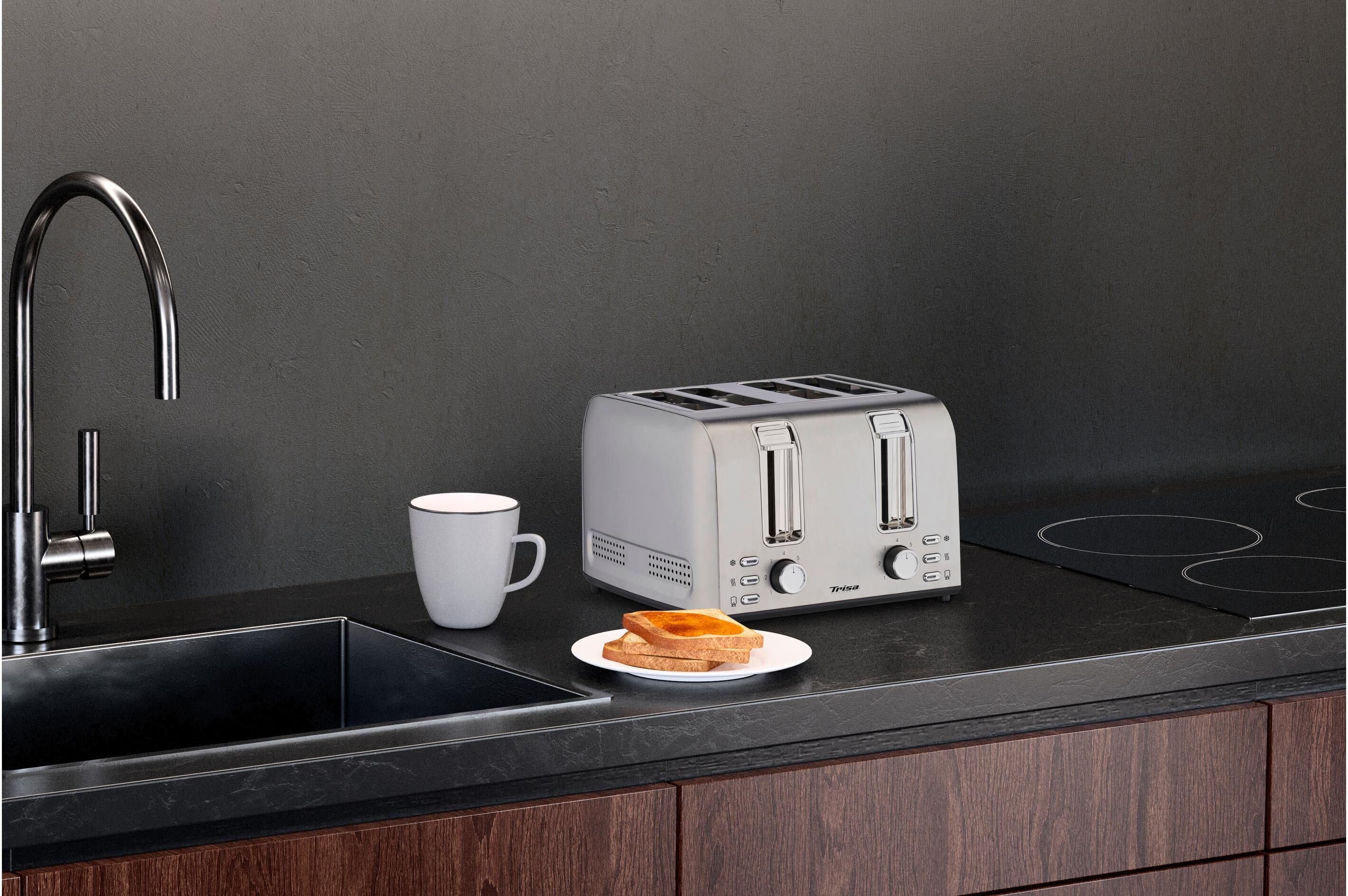TRISA Toaster "Toast 4 All Edelstahl", silber (silberfarben), B:27cm H:18cm T:28cm, Toaster, Toaster silberfarben Einheitsgröße