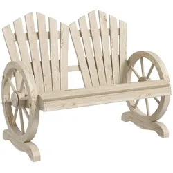MODFU Gartenbank 2-Sitzer aus Holz Naturholz, rustikales Design, 108x66x95 cm