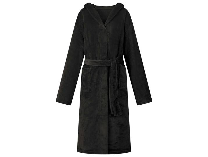 vidaXL Bademantel Hoodie Schwarz XXXL Flanell
