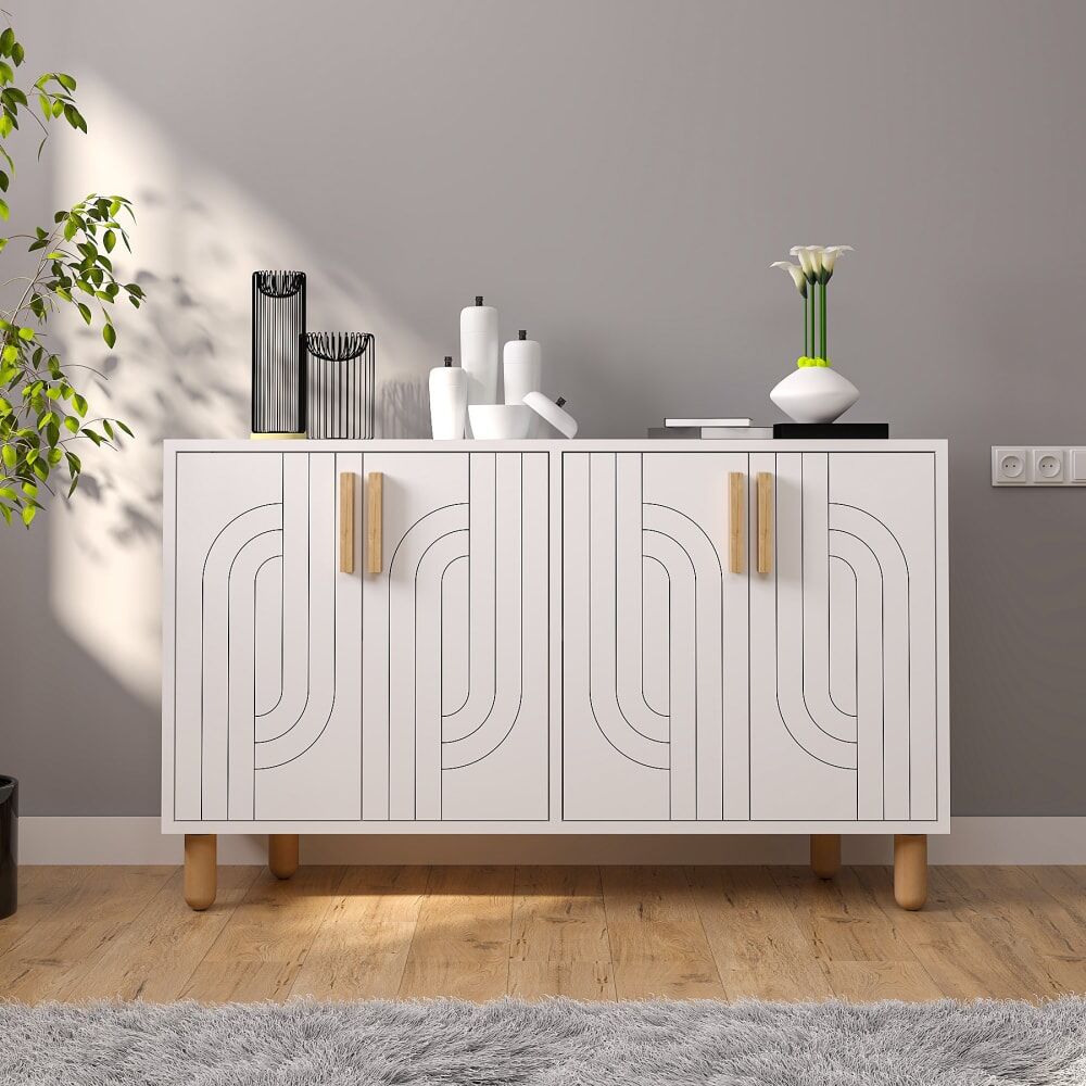 Habitat & Jardin Buffet en bois blanc 120 x 29 x 73 cm Blanc 120x73x29cm