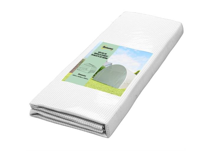 Outsunny Bâche de Rechange Serre Tunnel 18 m², bâche 6 x 3 x 2 m PE Anti-UV imperméable 12 fenêtres + Porte Enroulable zippée Blanc