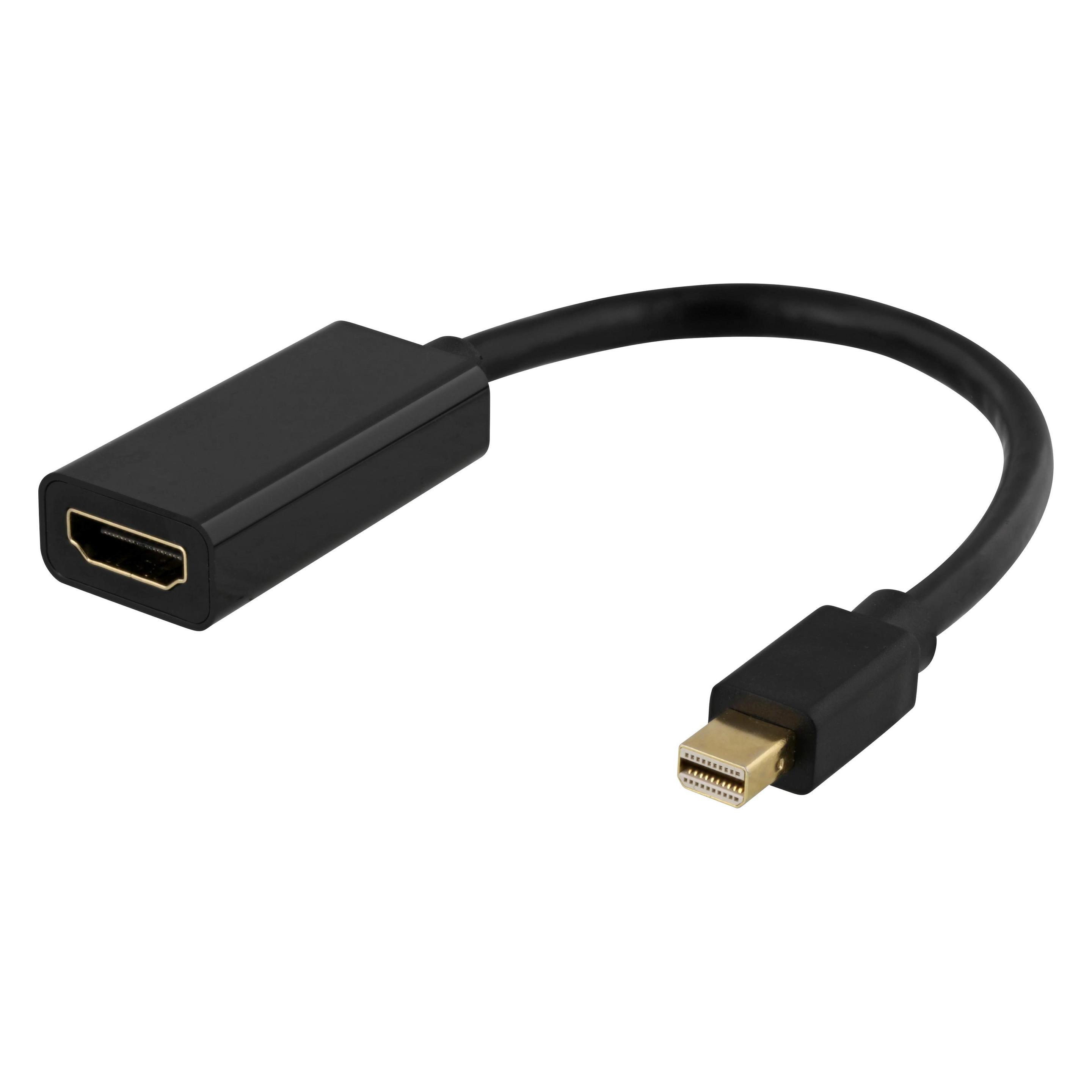 Deltaco DP-HDMI45 video cable adapter Mini DisplayPort HDMI Type A (Standard) Black (Mini DP, HDMI) (DP-HDMI45)