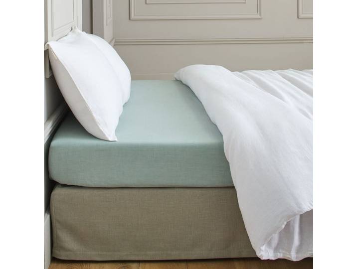 Drap housse en coton vert 140x200 cm