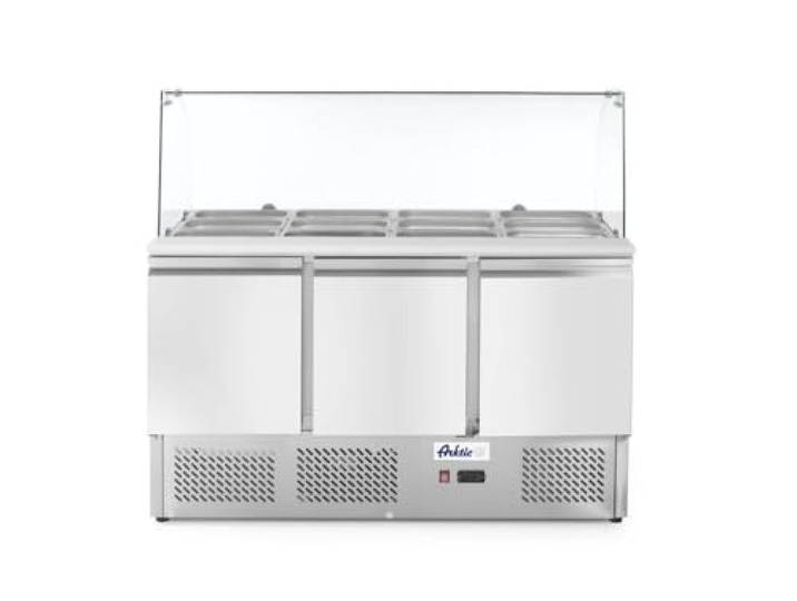 HENDI Saladette 3 Portes avec Vitrine Réfrigérée En Verre 380L