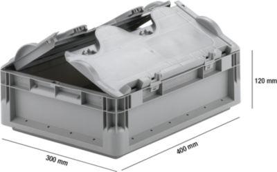 Euro Box Leichtbehälter ELB 4120, aus PP, Inhalt 10,9 L, mit Deckel, grau